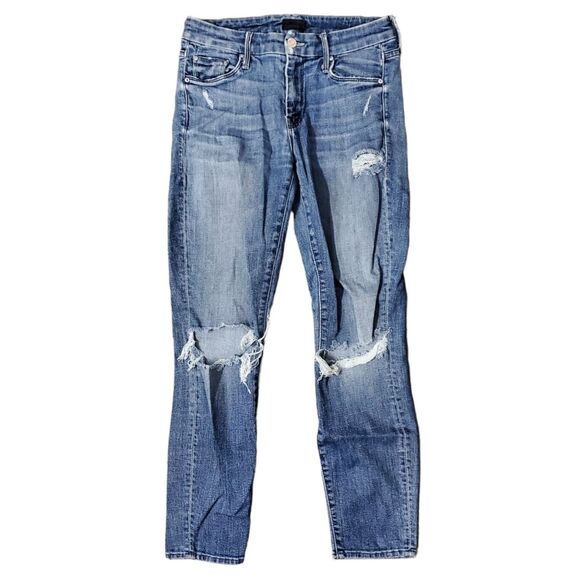 MOTHER Jeans Womens 26 Blue Distressed GYPSY The Looker Crop Casual Faded Denim - Picture 1 of 11